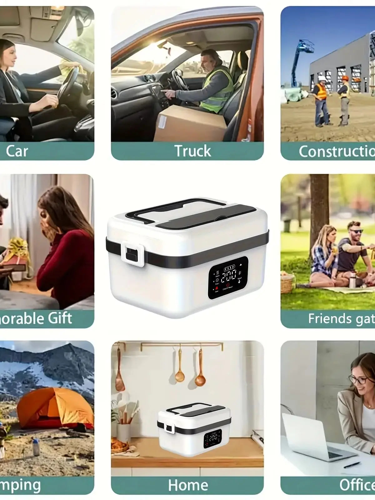 [Portable Smart Rice Box] Portable Smart Digital Display Rice Box, Built-In 9000Mah Rechargeable Power Bank, Stainless Steel Inner Liner for Insulation And Preservation, 33.81 Ounces Leak-Proof Lunch Bag, Suitable for Car, Of