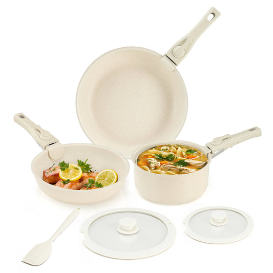 12-Piece Nonstick Pots And Pans Set With Detachable Handle