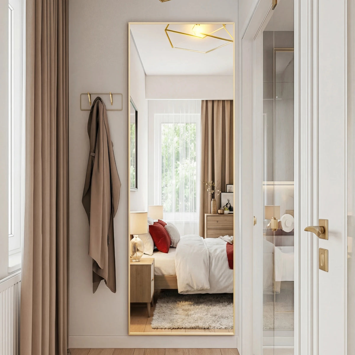 JHK Full Length Floor Mirror With Stand Aluminum Frame