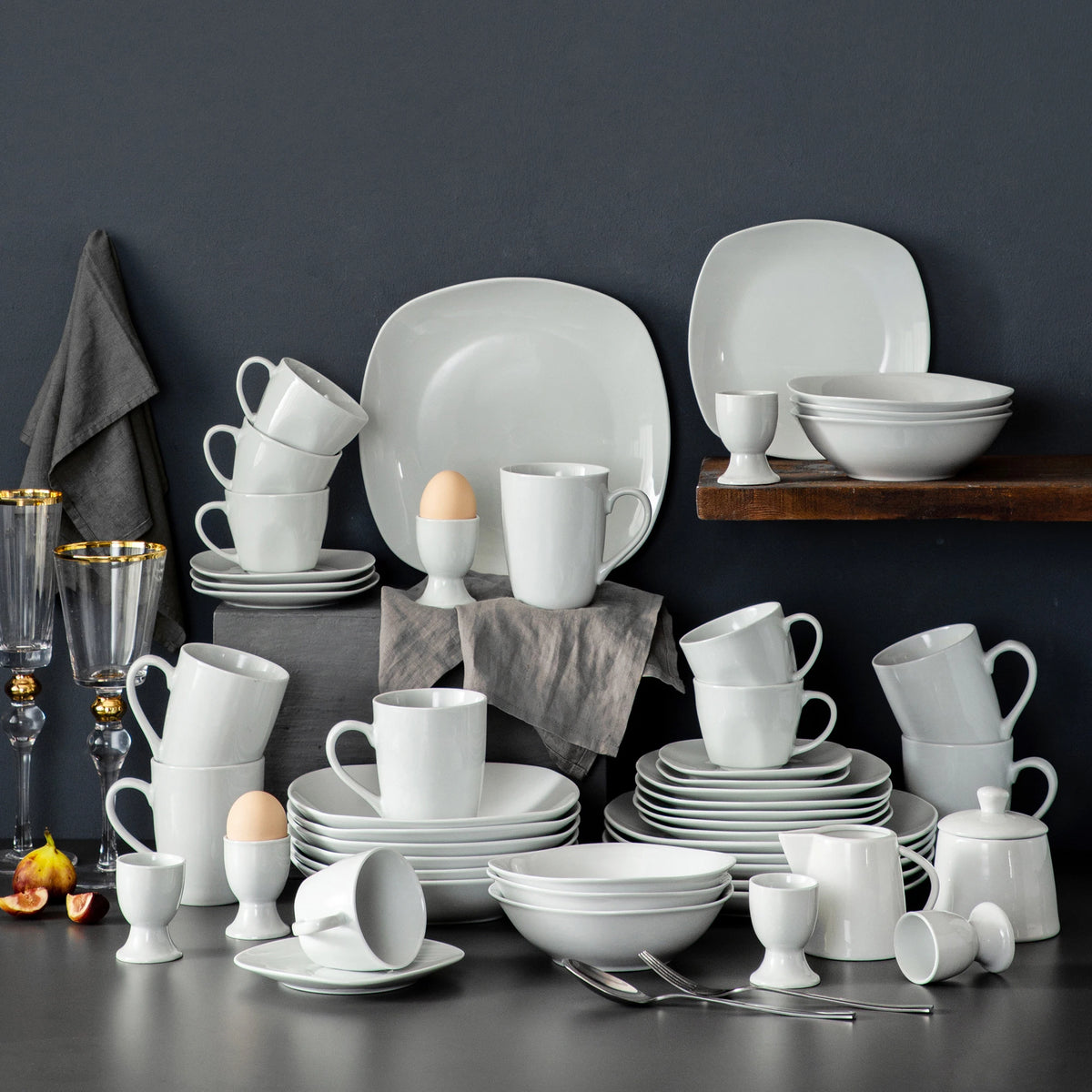 MALACASA Elisa Dinnerware Set For 6 Porcelain Service Tableware