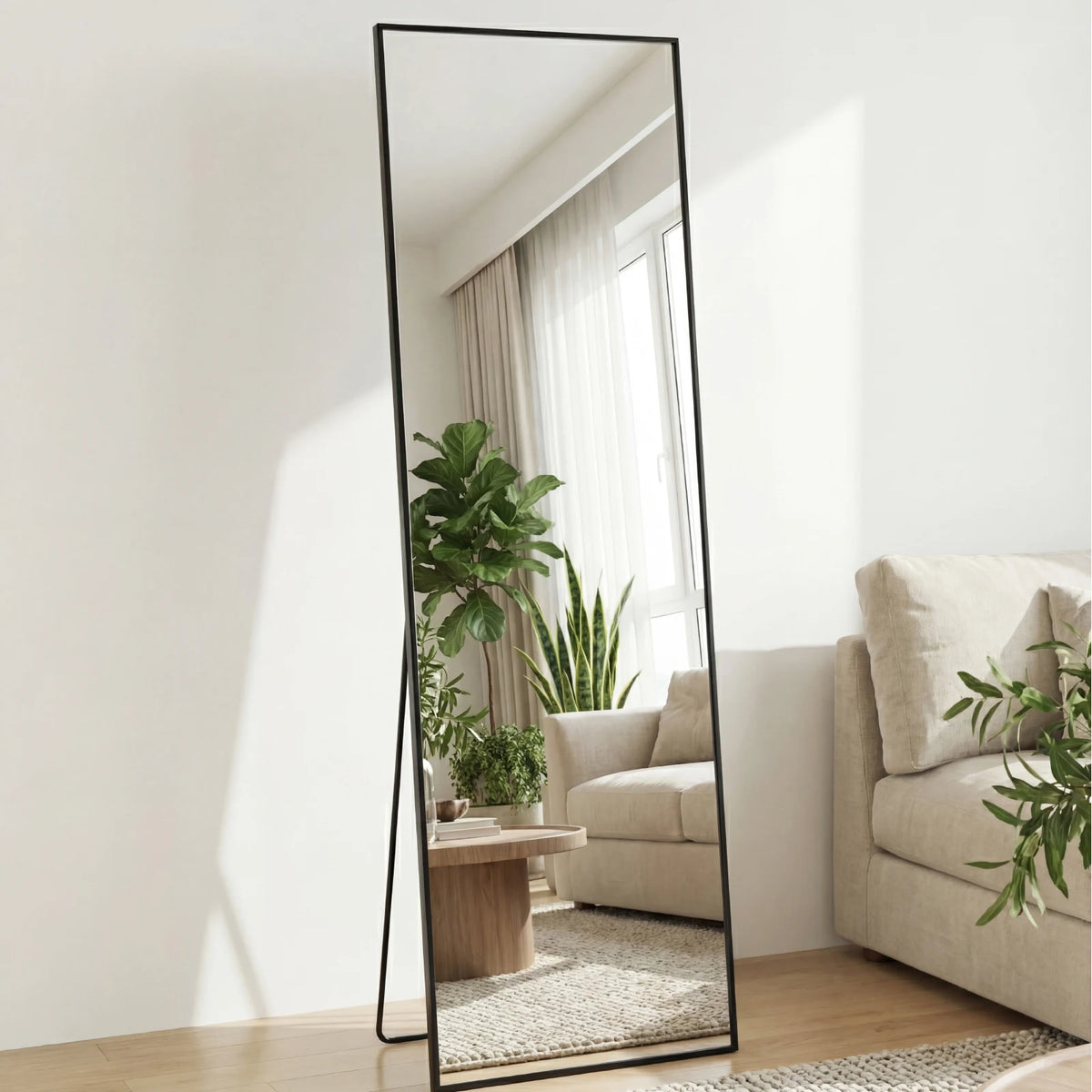 JHK Full Length Floor Mirror With Stand Aluminum Frame