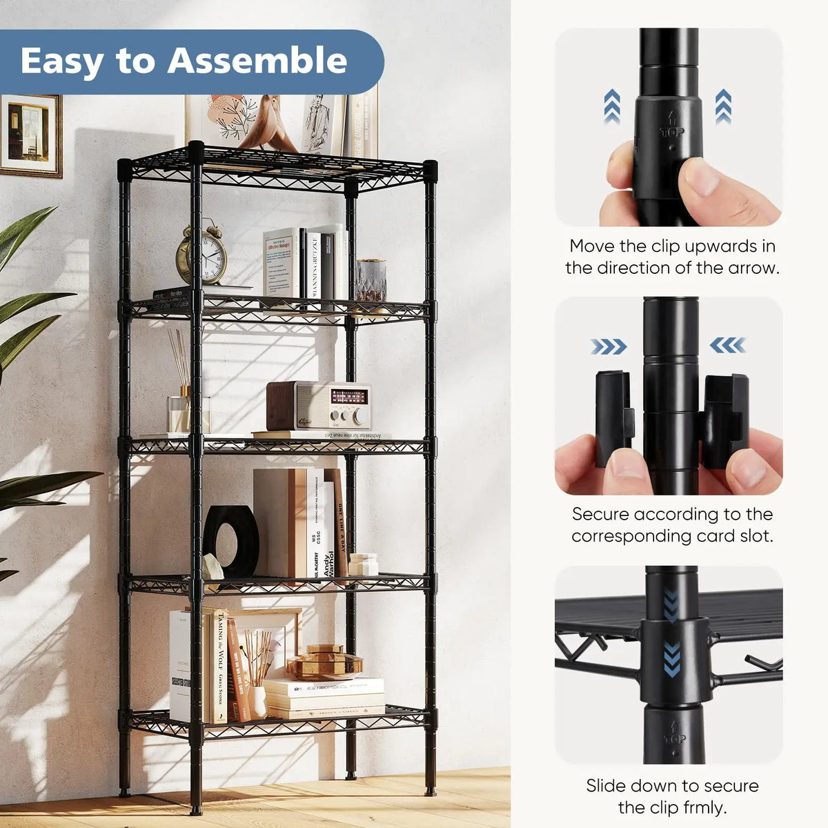 JHK Adjustable Metal Wire Storage Shelf Organizer For Home Kitchen