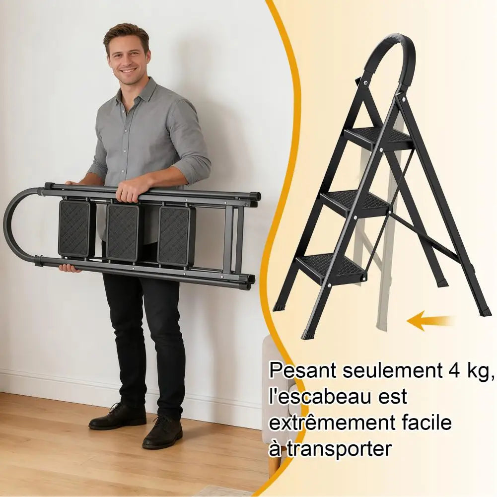 3 Step Ladder Folding Step Stool Multi-Purpose Collapsible Ladder for Home or RV Outdoor Work Heavy Duty 330 lbs Load