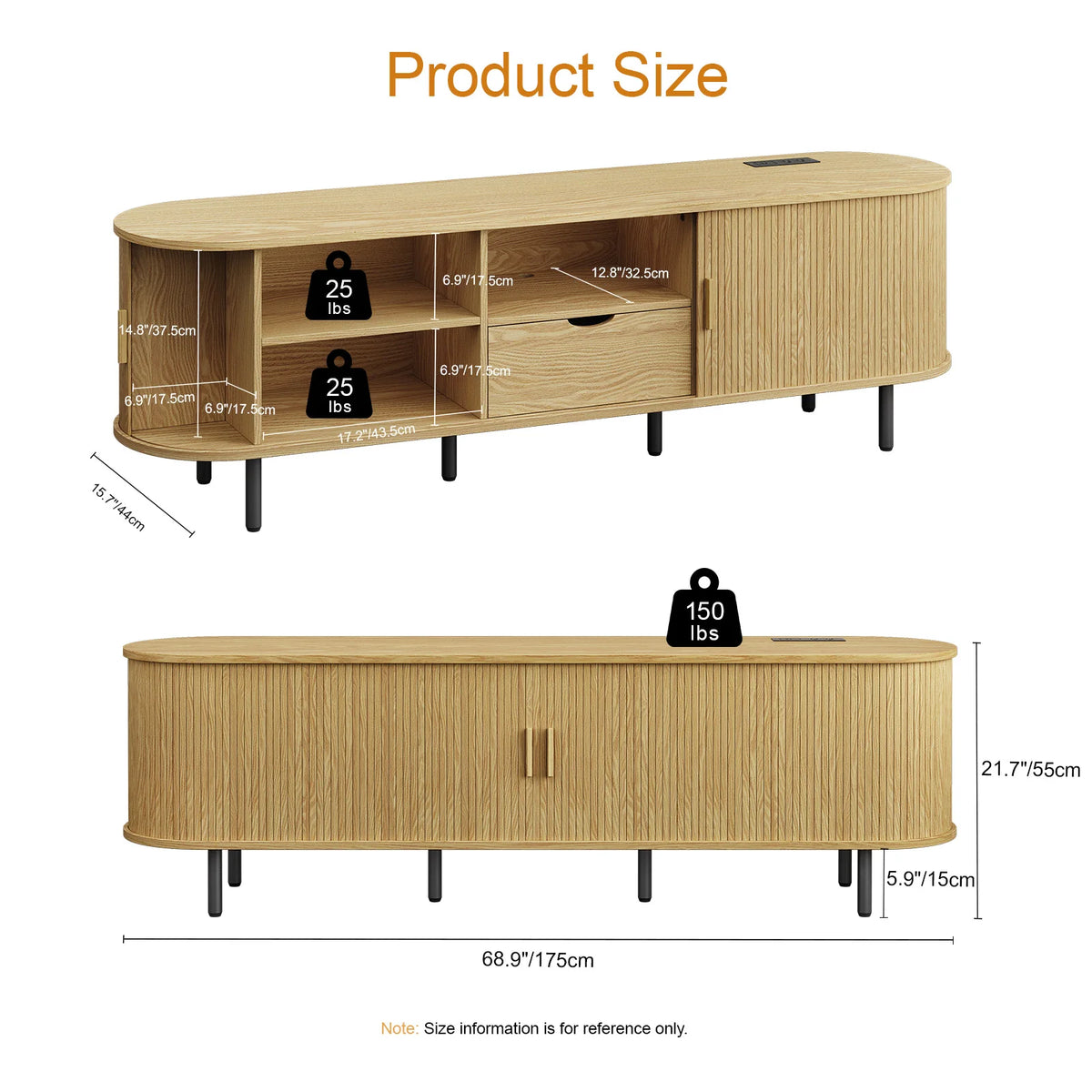 ONBRILL Modern TV Stand With Power Outlet Storage Drawer