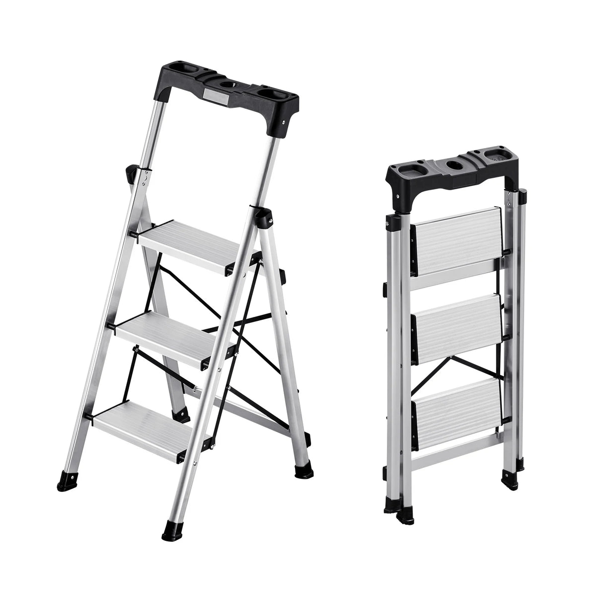 SucceBuy 3/4/5/6 Step Ladder Folding Step Stool with Anti-Slip Pedal and Comfort Handgrip 330 lbs for Kitchen Household & Office
