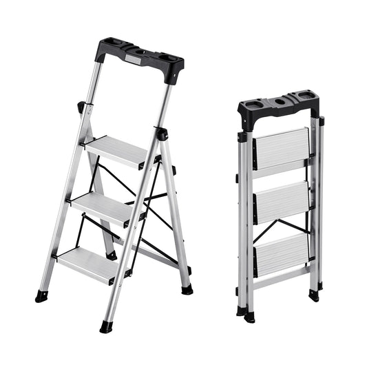 SucceBuy 3/4/5/6 Step Ladder Folding Step Stool with Anti-Slip Pedal and Comfort Handgrip 330 lbs for Kitchen Household & Office