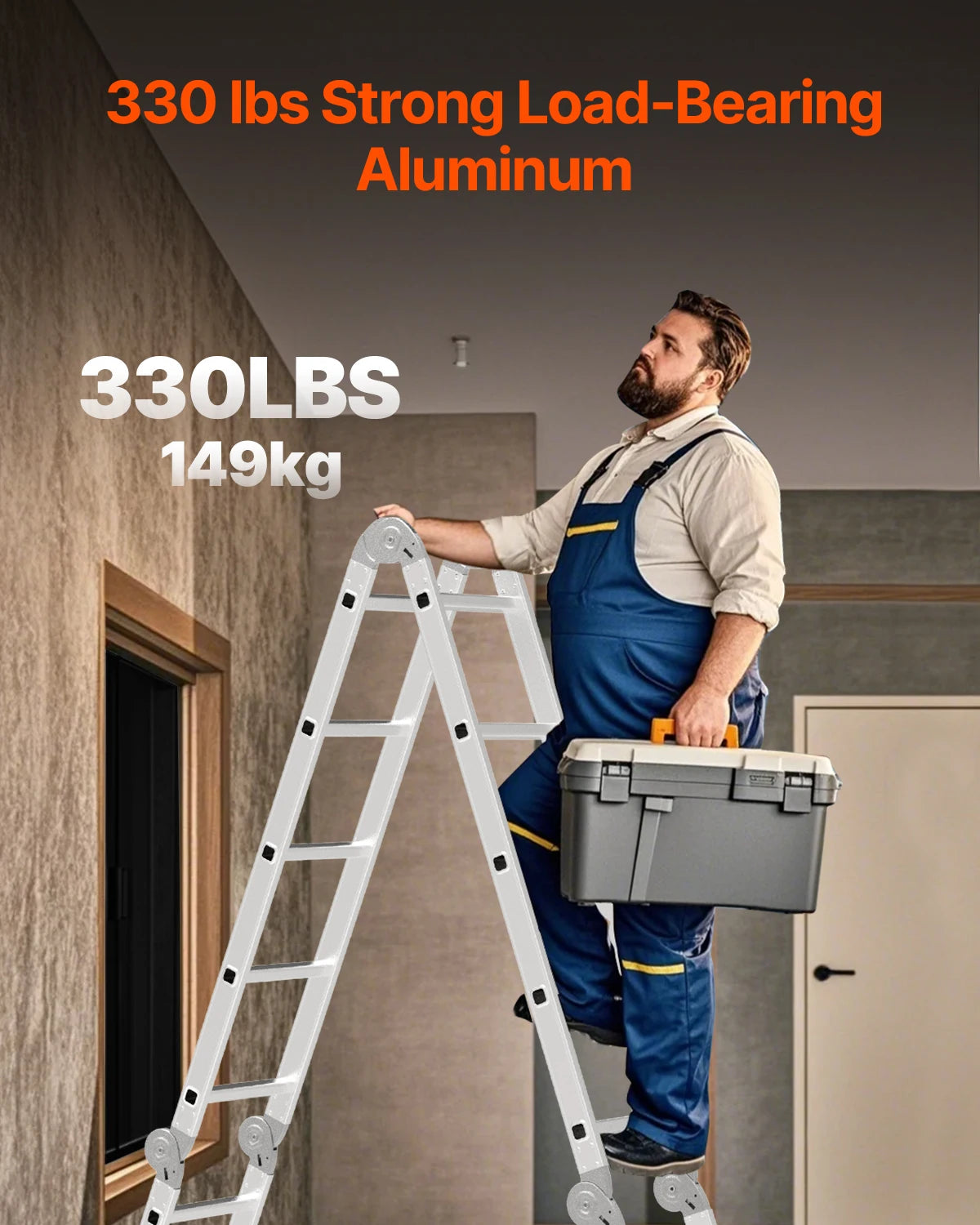 SucceBuy 7 In 1 Folding Telescoping Ladder for Home Use