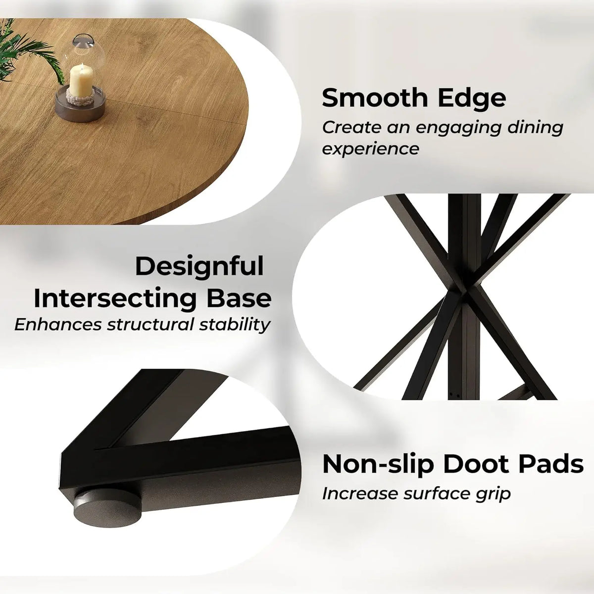 TWISTER.CK Modern Round Dining Table Wood Top Metal Pedestal