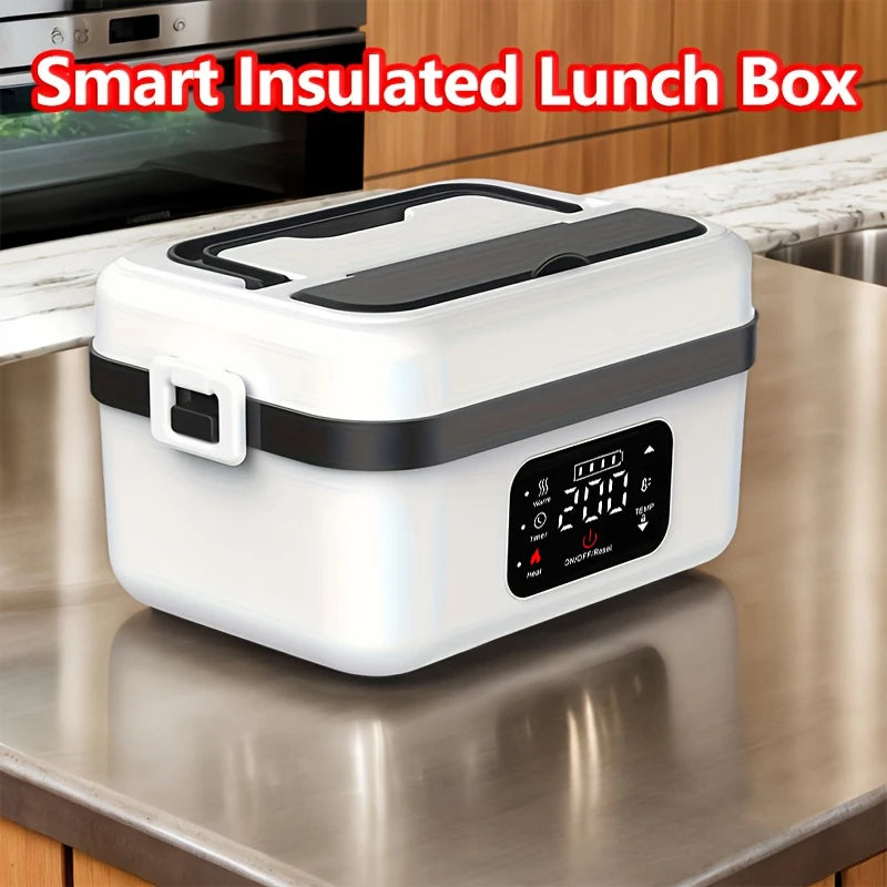 [Portable Smart Rice Box] Portable Smart Digital Display Rice Box, Built-In 9000Mah Rechargeable Power Bank, Stainless Steel Inner Liner for Insulation And Preservation, 33.81 Ounces Leak-Proof Lunch Bag, Suitable for Car, Of