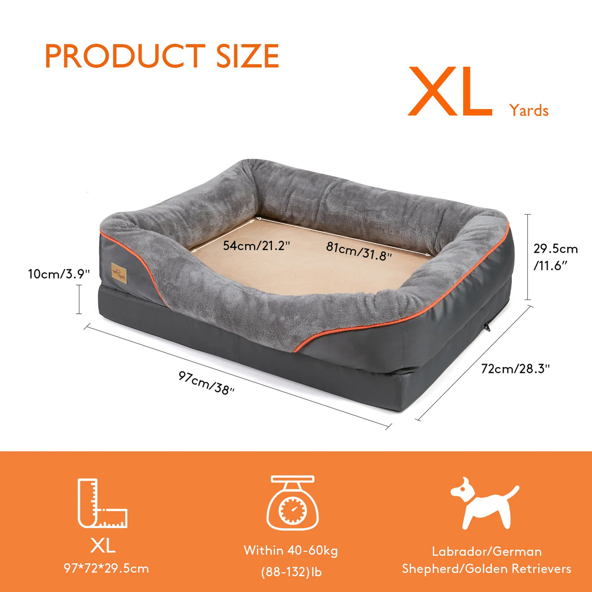 BINGOPAW Dog Bed With Removable Washable Cover Anti Allergy Waterproof