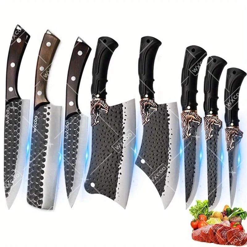WXCOO 8 Piece Professional Kitchen Chef Knife Set Stainless Steel Forged