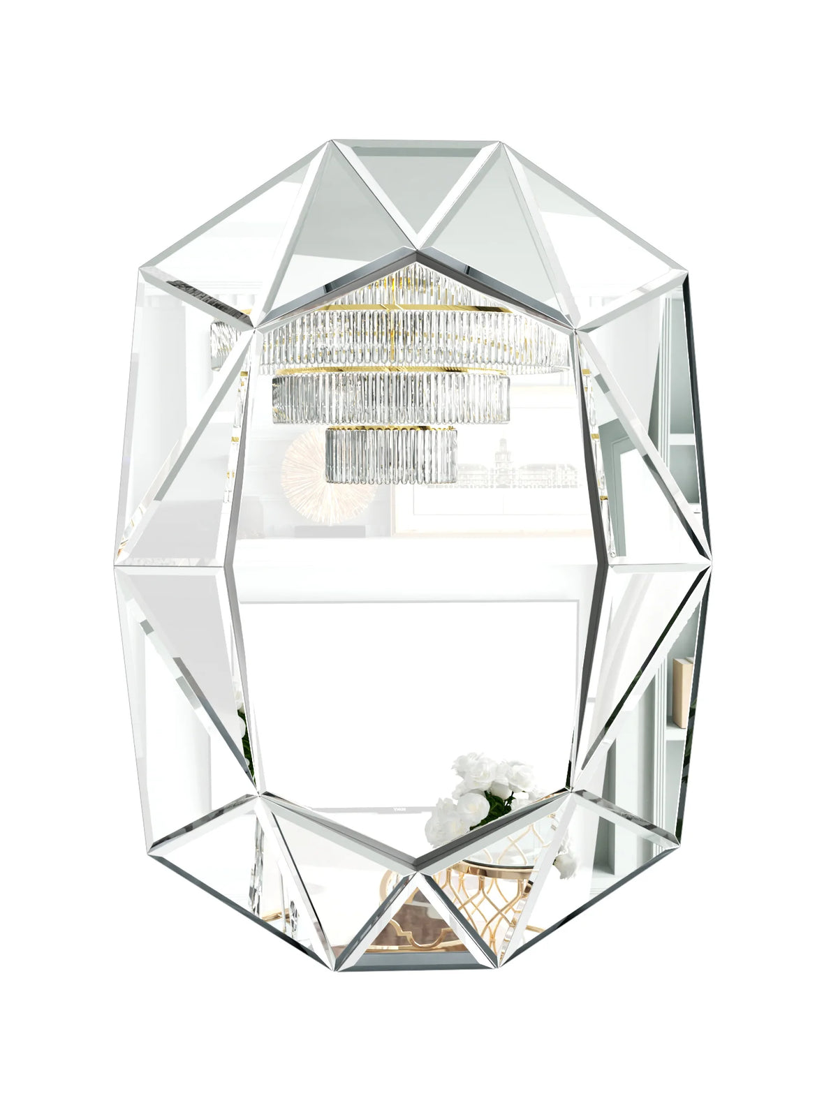 Wisfor Luxury Modern Beveled Diamond Glass Wall Mirror