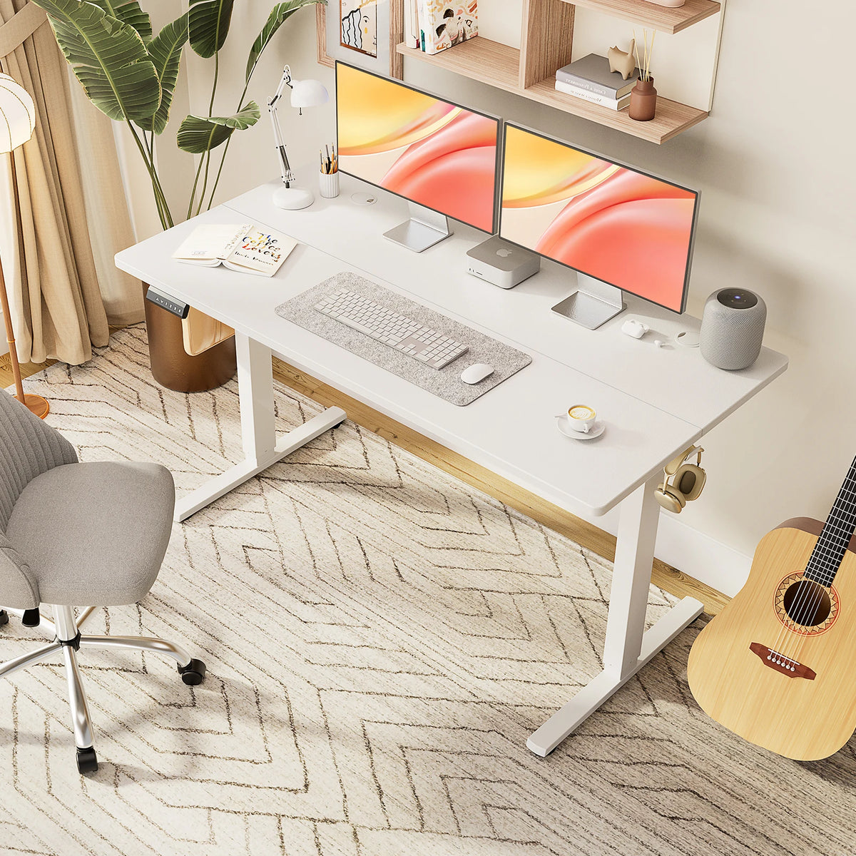 JHK Electric Standing Computer Desk Height Adjustable Workstation Ergonomic Work Table with Metal Frame For Home Office