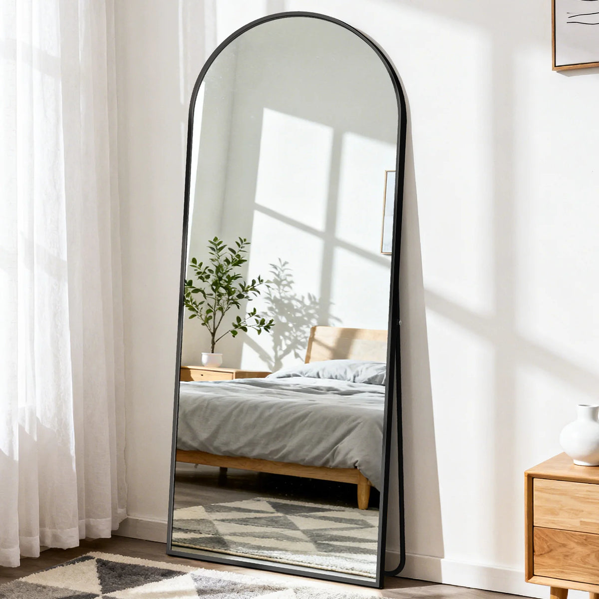 JHK Full Length Mirror With Premium Aluminum Frame Wall Mount