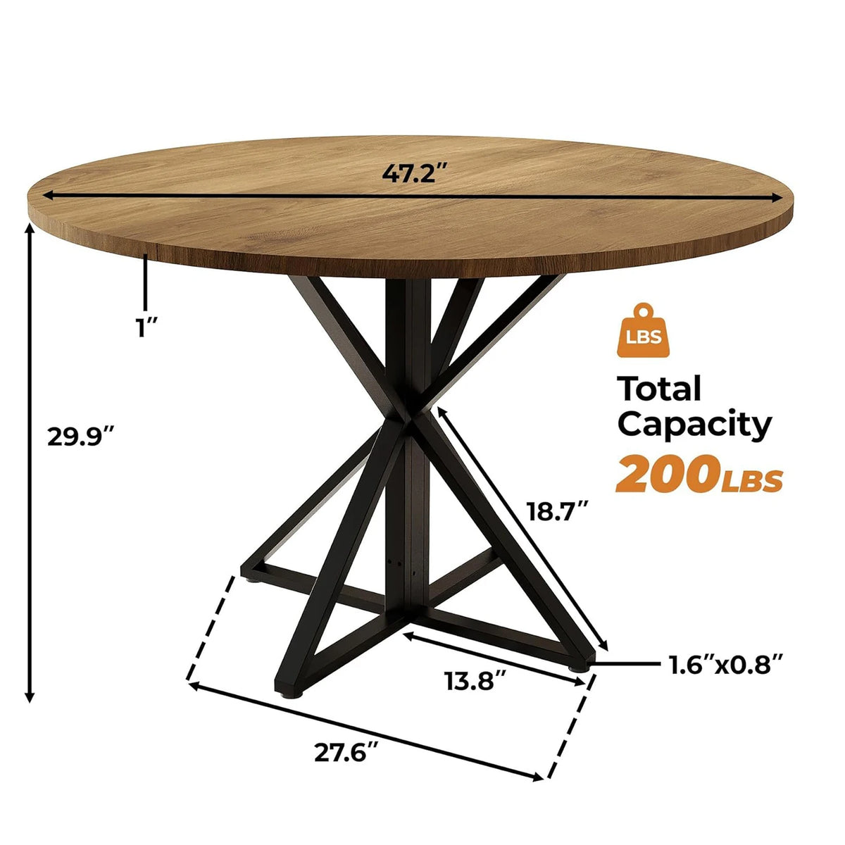 TWISTER.CK Modern Round Dining Table Wood Top Metal Pedestal
