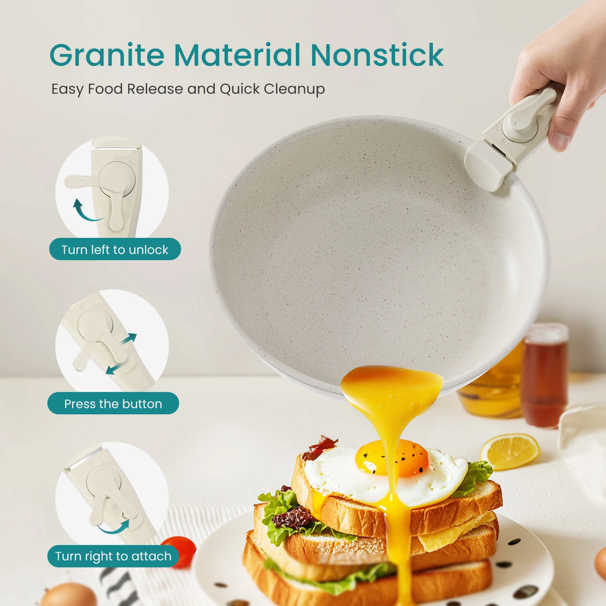 12-Piece Nonstick Pots And Pans Set With Detachable Handle