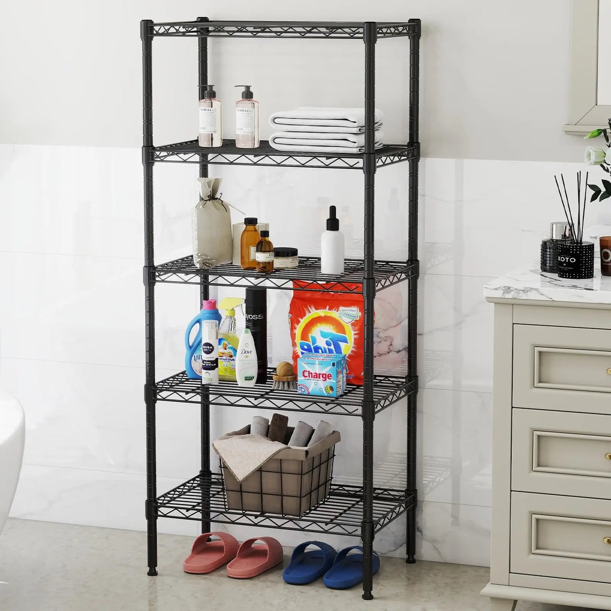 JHK Adjustable Metal Wire Storage Shelf Organizer For Home Kitchen