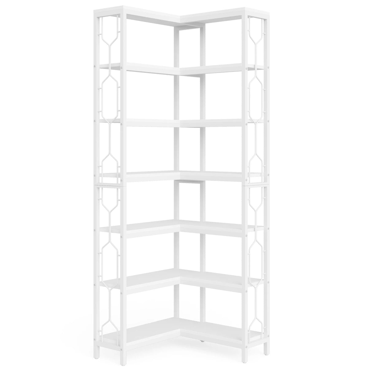 Tribesigns Modern 7 Tier Corner Bookshelf Wooden Storage Rack