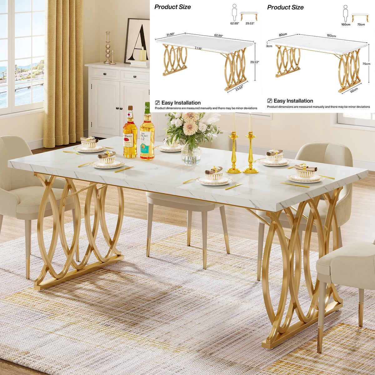 Tribesigns Modern Faux Marble Dining Table for Kitchen and Home
