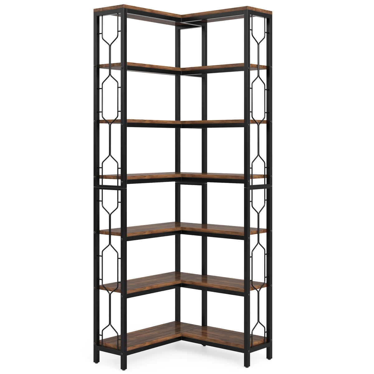 Tribesigns Modern 7 Tier Corner Bookshelf Wooden Storage Rack