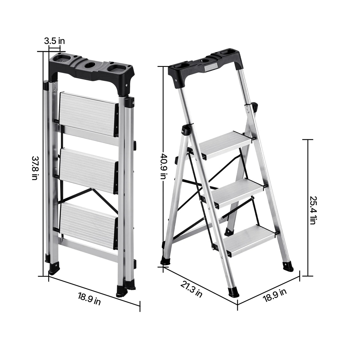 SucceBuy 3/4/5/6 Step Ladder Folding Step Stool with Anti-Slip Pedal and Comfort Handgrip 330 lbs for Kitchen Household & Office