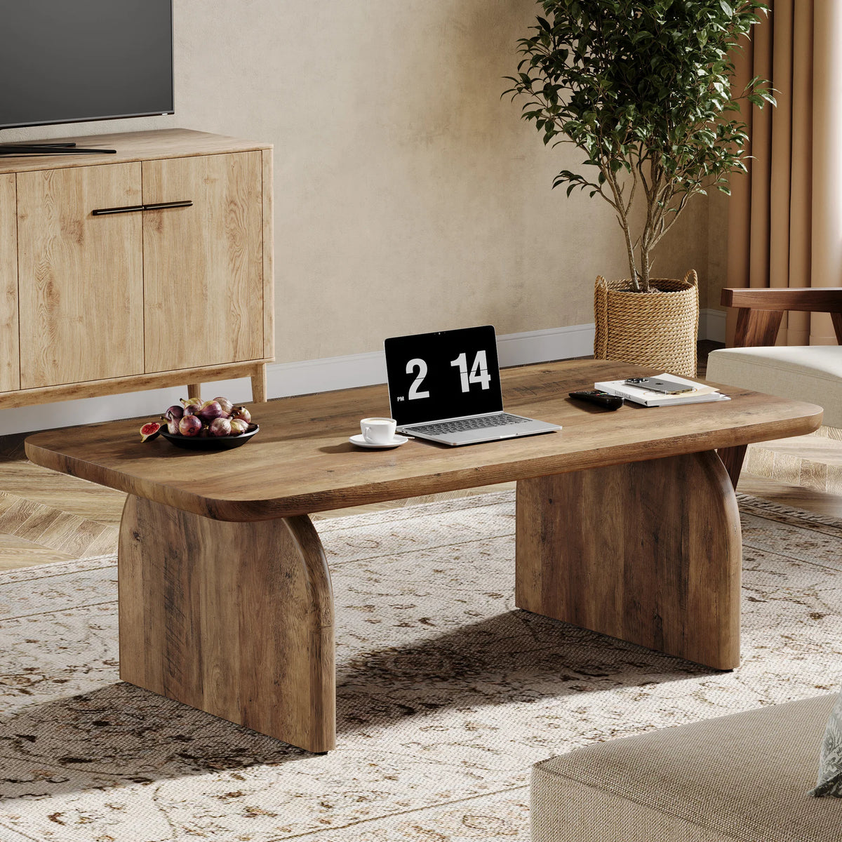 Tribesigns Farmhouse Rectangular Engineered Wood Coffee Table