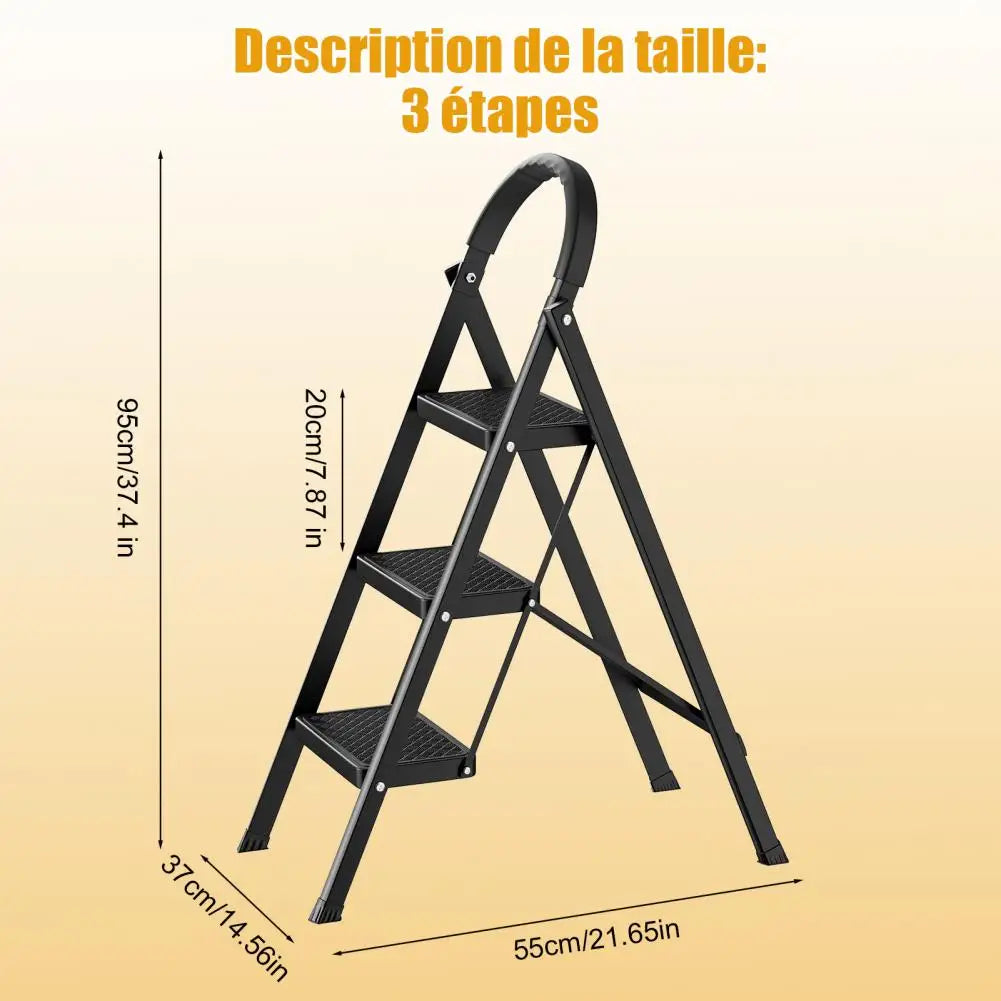 3 Step Ladder Folding Step Stool Multi-Purpose Collapsible Ladder for Home or RV Outdoor Work Heavy Duty 330 lbs Load
