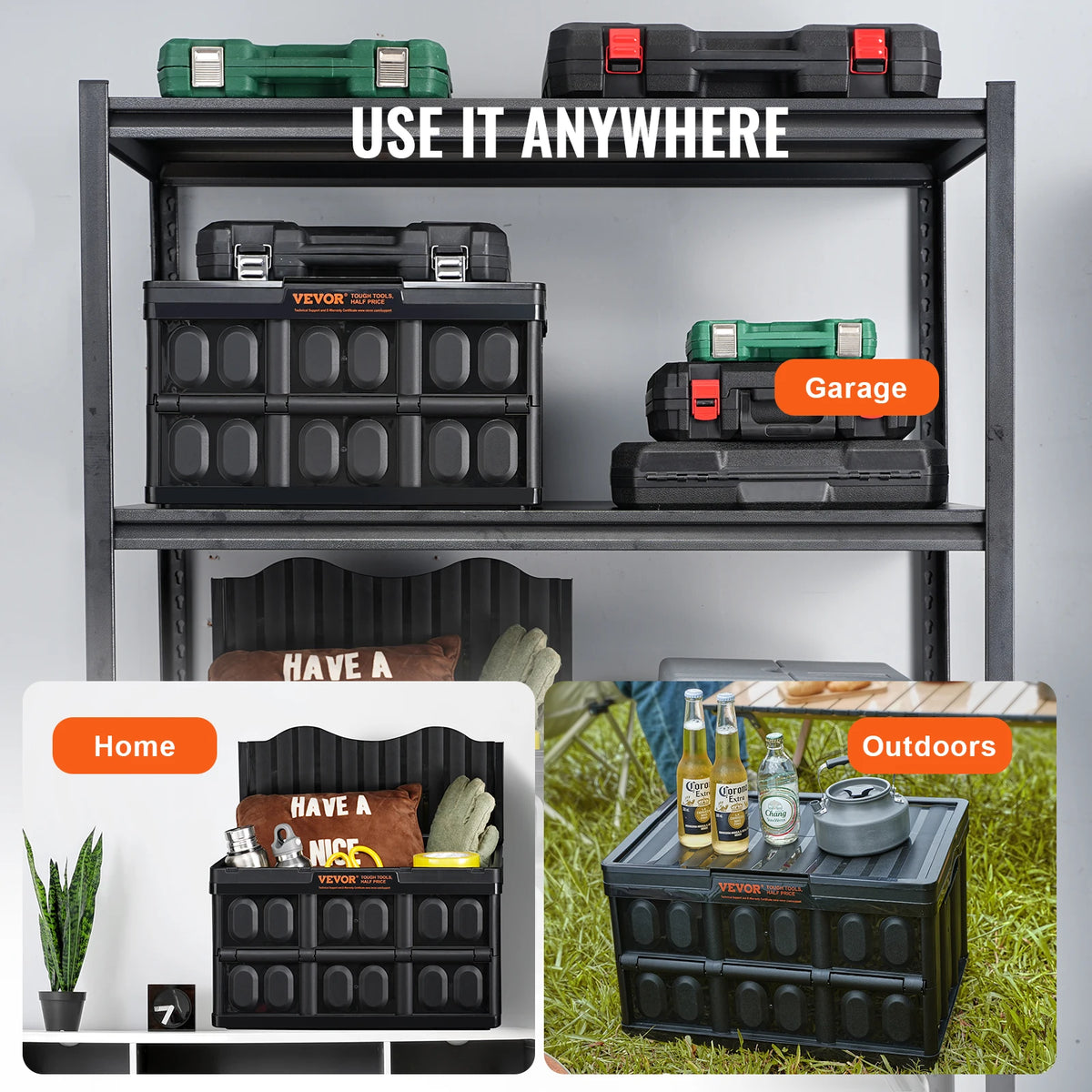 SucceBuy Collapsible Storage Bins With Lids Stackable Utility Crates