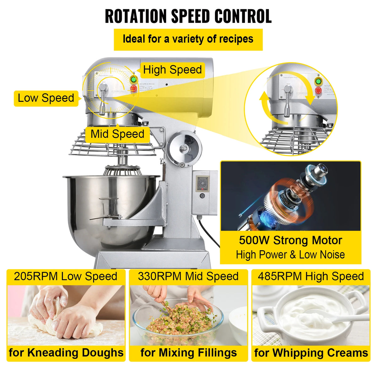 SucceBuy Electric Dough Mixer Stainless Steel Commercial Stand Mixer