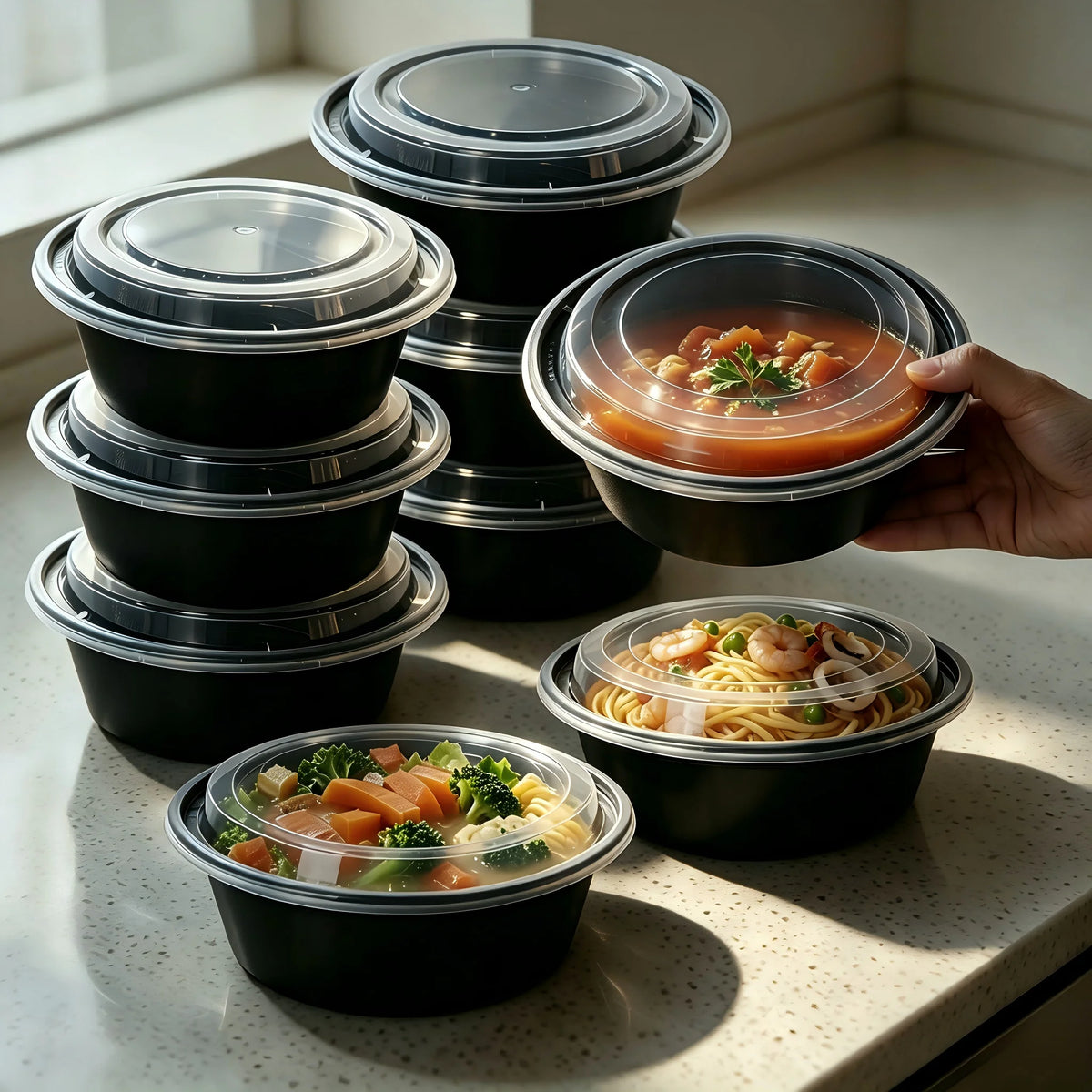 FOOKMEKAG Reusable Plastic Meal Prep Containers With Secure Lids