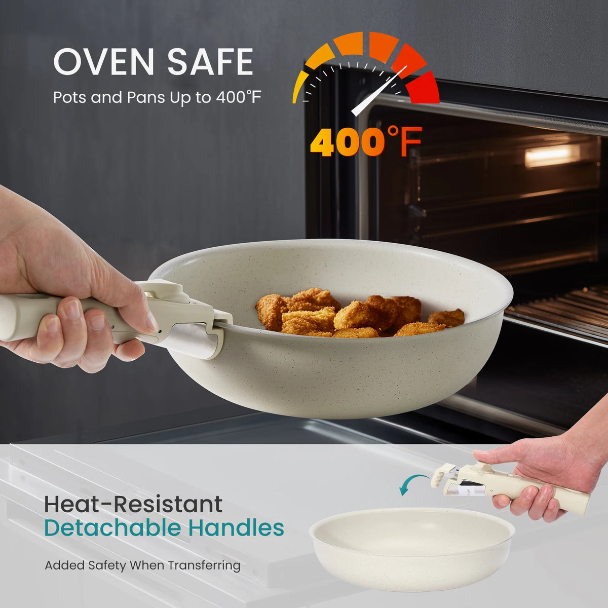 12-Piece Nonstick Pots And Pans Set With Detachable Handle