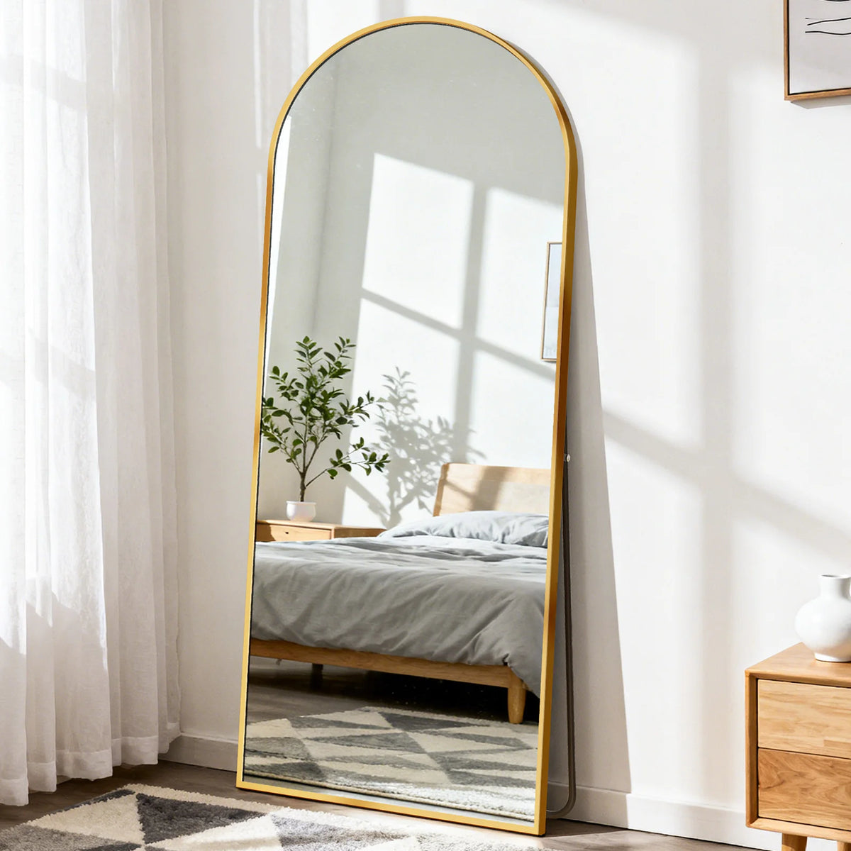 JHK Full Length Mirror With Premium Aluminum Frame Wall Mount