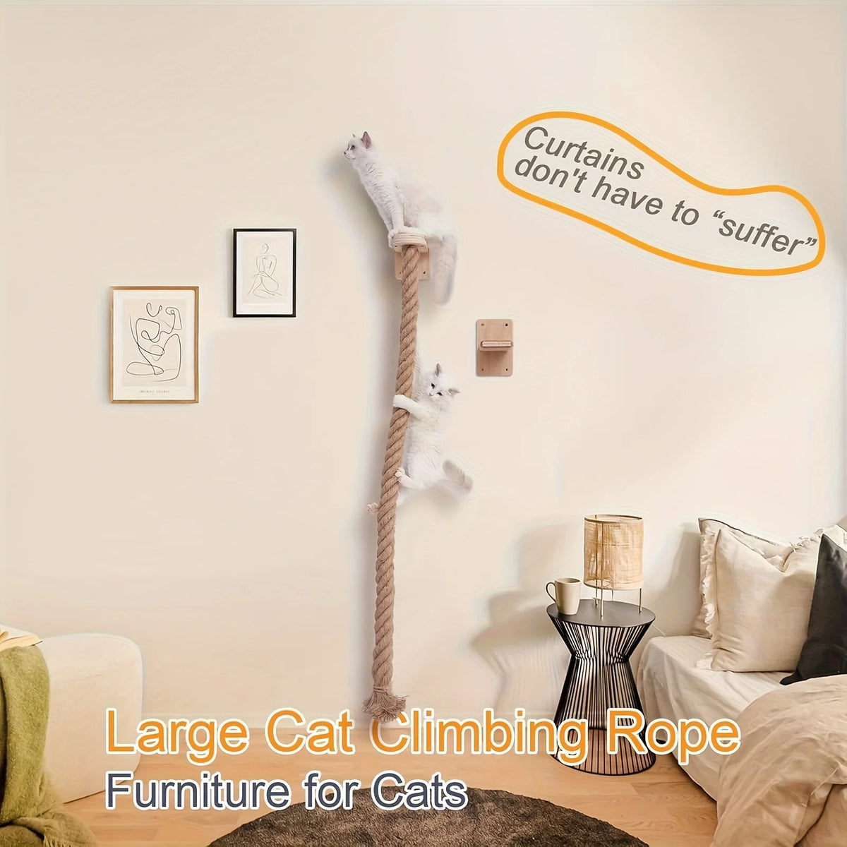 CZBNYX Wall Mounted Cat Climbing Tower With Rope Scratching Post