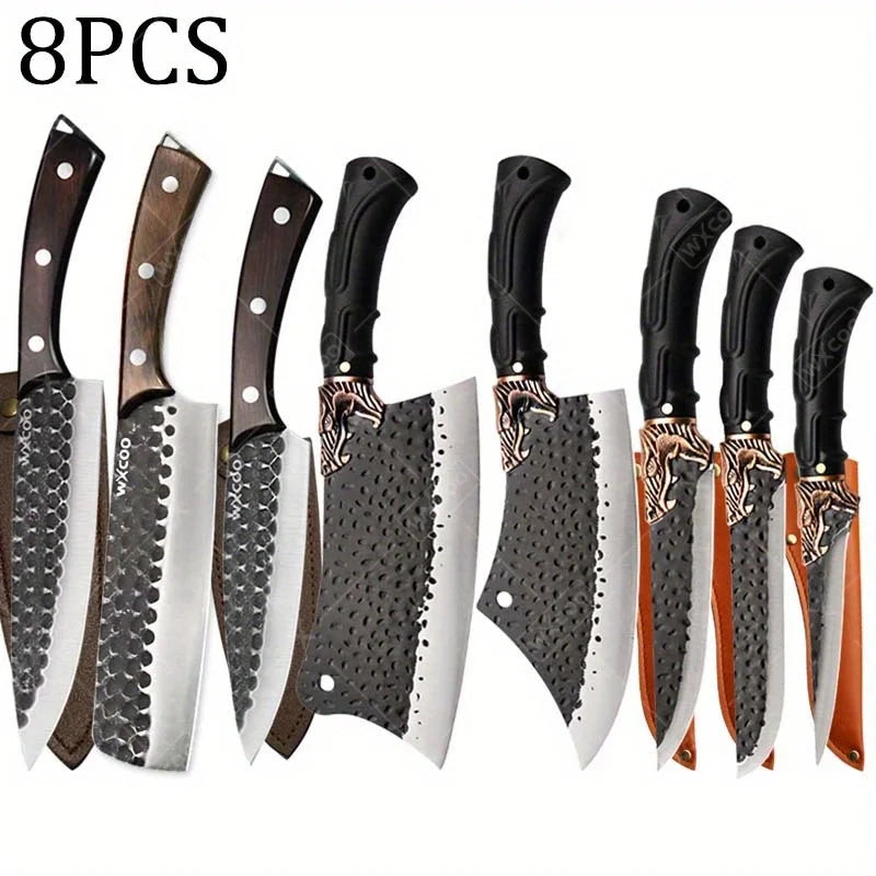 WXCOO 8 Piece Professional Kitchen Chef Knife Set Stainless Steel Forged