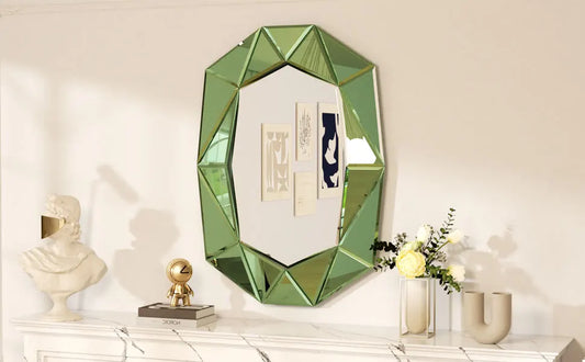 Wisfor Luxury Modern Beveled Diamond Glass Wall Mirror