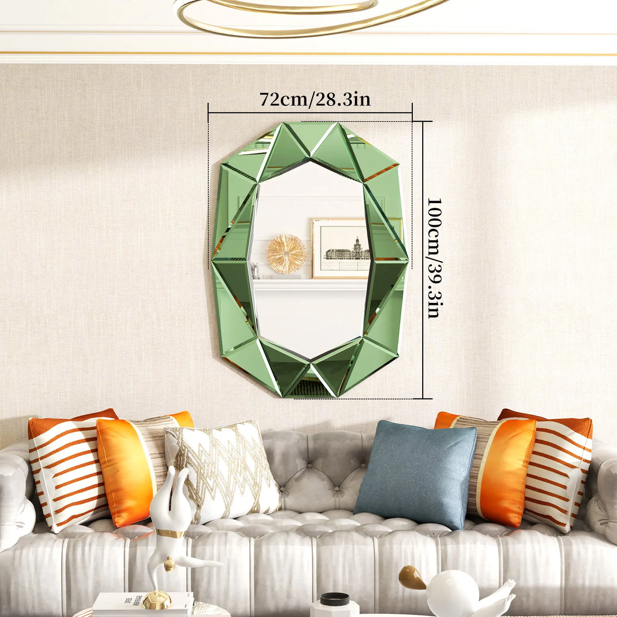 Wisfor Luxury Modern Beveled Diamond Glass Wall Mirror