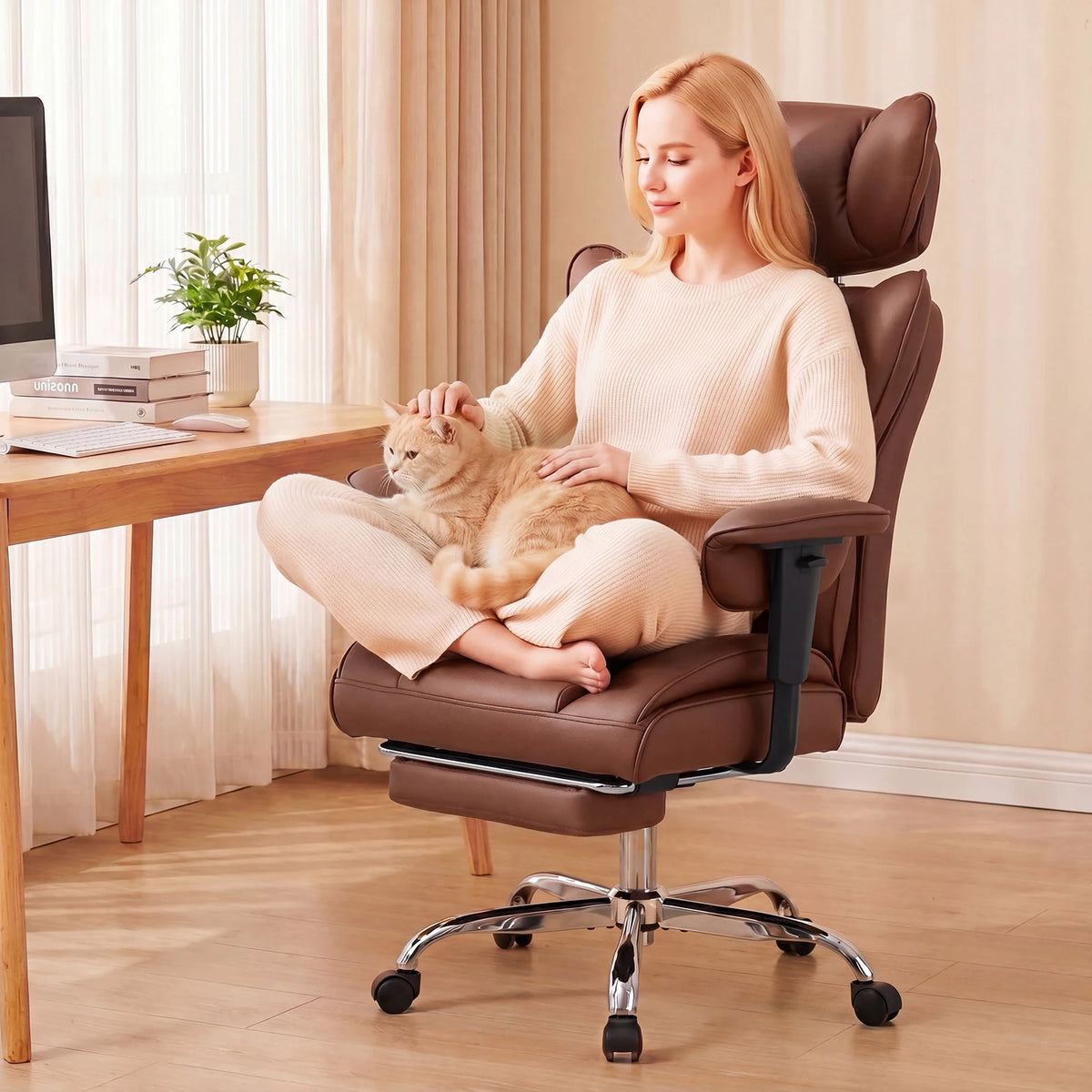JHK Ergonomic Reclining Gaming Office Chair With Adjustable Armrests
