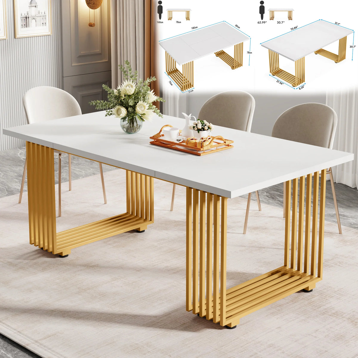 Tribesigns Modern Faux Marble Dining Table for Kitchen and Home